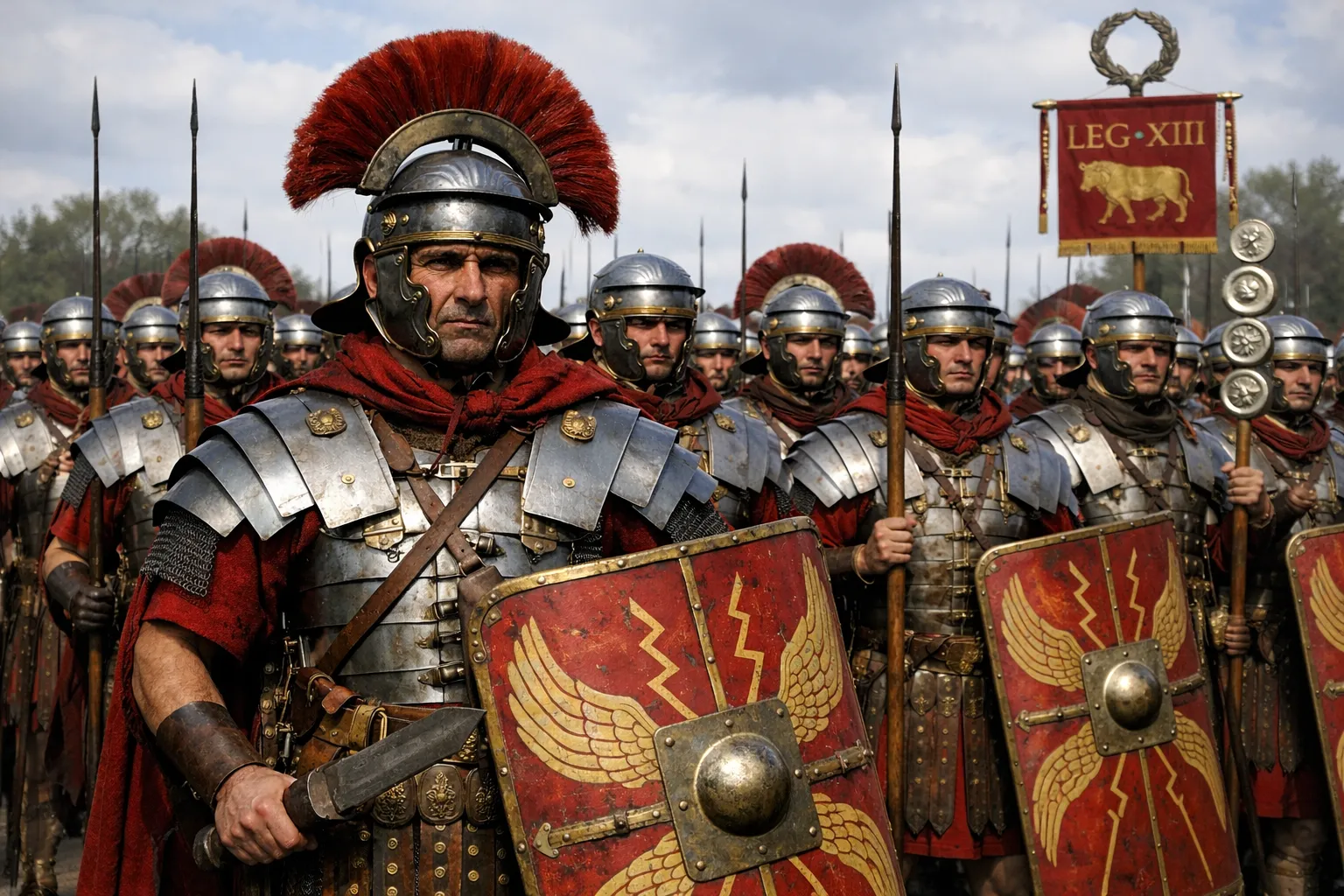 Roman Legionaries engaging in close combat.