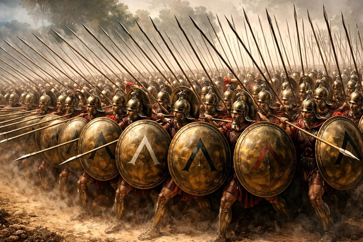 The impenetrable front of the Macedonian Phalanx.